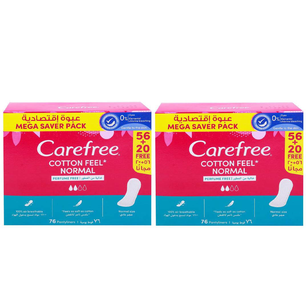 Carefree Cotton Normal Perfume Free Panty Liners - 2 × 76'S (Offer) Carefree Cotton Normal Perfume Free Panty Liners - 2 × 76'S (Offer)