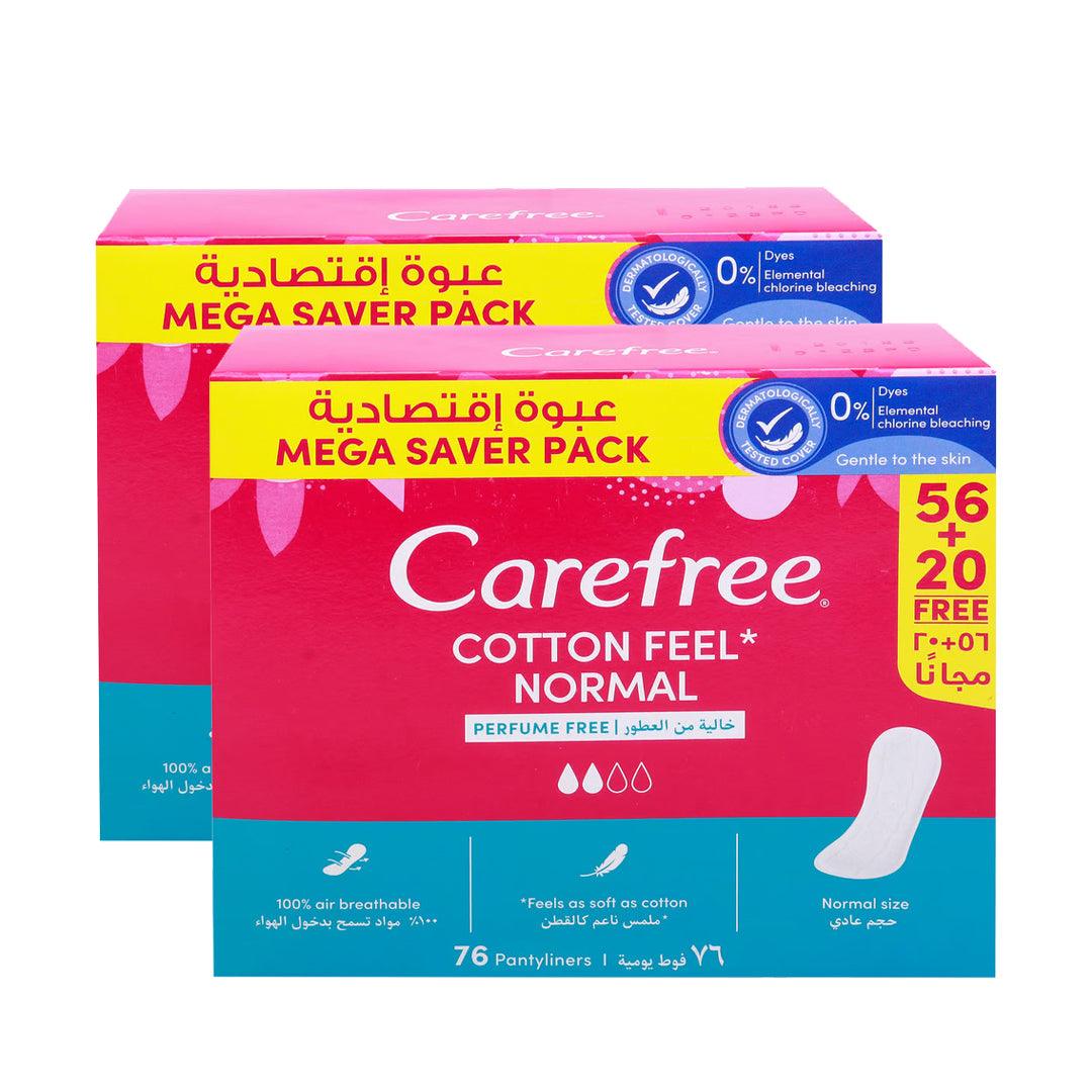 Carefree Cotton Normal Perfume Free Panty Liners - 2 × 76'S (Offer) Carefree Cotton Normal Perfume Free Panty Liners - 2 × 76'S (Offer)