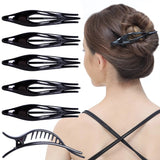French Curved Design Hair Claw Clips Black - 6 Pcs (C133)