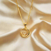Unique Design Golden Stainless Steel Necklace with pendant - FJ4222