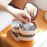 Portable Rotating Jewelry Organizer Box With Mirror