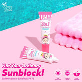 Queen White 3 in 1 Pore Eraser Sunblock Gel SPF75 - 20ml