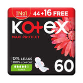 Kotex Maxi Protect Thick Pads Super Size With Wings - 60 Pads