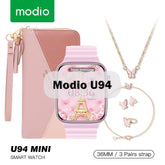 ساعة ذكية Modio U94 + مجموعة مجوهرات ألماسية 4 في 1 + حقيبة كلاتش