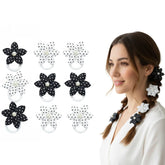 Polka Dot Flower Hair Band With Pearl - 12 Pcs