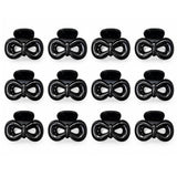 Fashionable Black Bow Design Hair Clips - 12 Pcs (A-12)