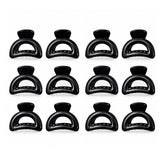 Fashionable Black Curved Design Hair Clips - 12 Pcs (A-15)