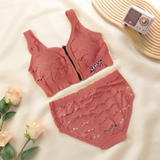 Women's Seamless Front-Zip Sports Bra and Panty Set - SET1749