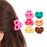 Multicolor Bow Design Hair Claw Clips - 12 Pcs (A-17)