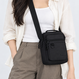 Crossbody Messenger Bag with Top Handle - 9707 (Black)