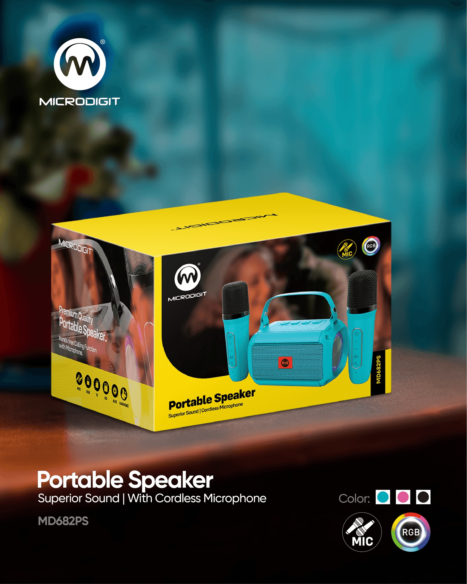 Karaoke Portable BT Speaker With Microphone - MD682PS - Pinoyhyper Karaoke Portable BT Speaker With Microphone - MD682PS - Pinoyhyper