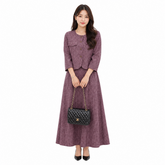 Korean-Style Tweed Two-Piece Skirt Set - HY001#