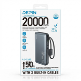 DEPIN Fast Charging Power Bank with 2 Built-in Cables - LD22S2