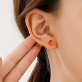 Golden Stainless Steel Colorful Zircon Stud Earrings - 123