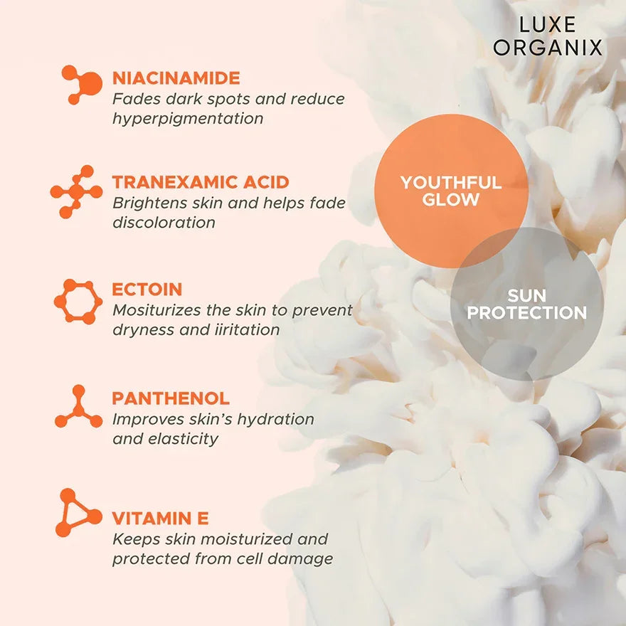 Luxe Organix Niacinamide + Tranexamic Acid Youthful Glow Serum Lotion - 200ml Luxe Organix Niacinamide + Tranexamic Acid Youthful Glow Serum Lotion - 200ml