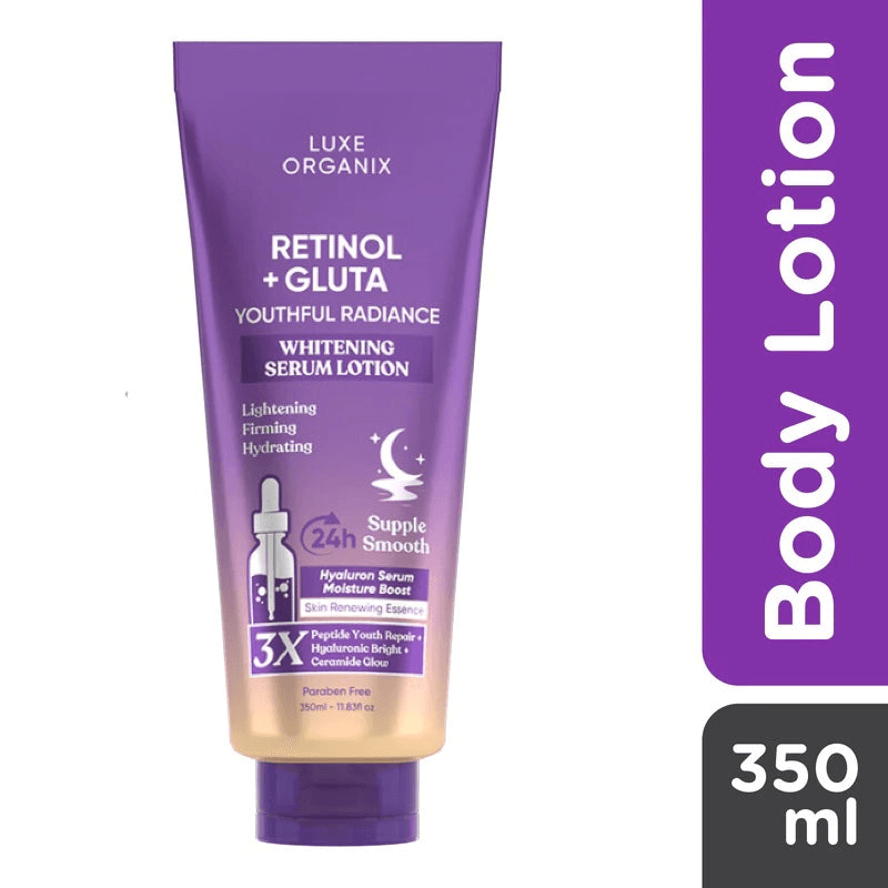 Luxe Organix Retinol + Gluta Youthful Radiance Brightening Serum Lotion - 350ml Luxe Organix Retinol + Gluta Youthful Radiance Brightening Serum Lotion - 350ml