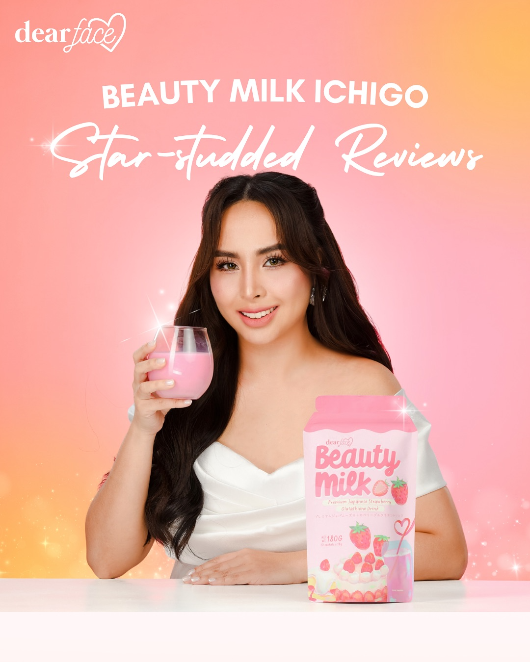 Dear Face Beauty Milk Premium Japanese Strawberry Drink - 180g Dear Face Beauty Milk Premium Japanese Strawberry Drink - 180g