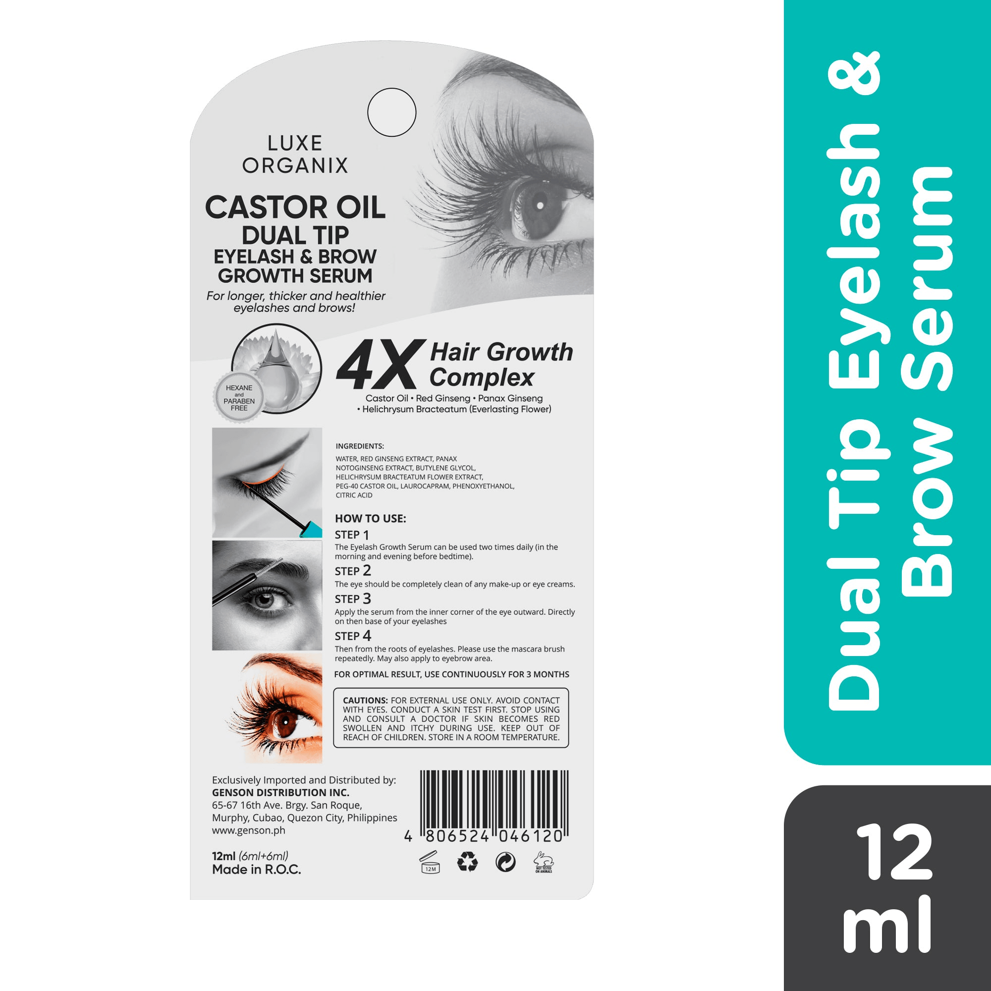 Castor Oil Dual Tip Eyelash & Brow Growth Serum - 12ml Castor Oil Dual Tip Eyelash & Brow Growth Serum - 12ml