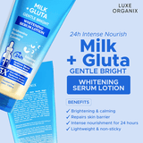لوشن تبييض البشرة Luxe Organix Milk + Gluta Gentle Bright - 350 مل