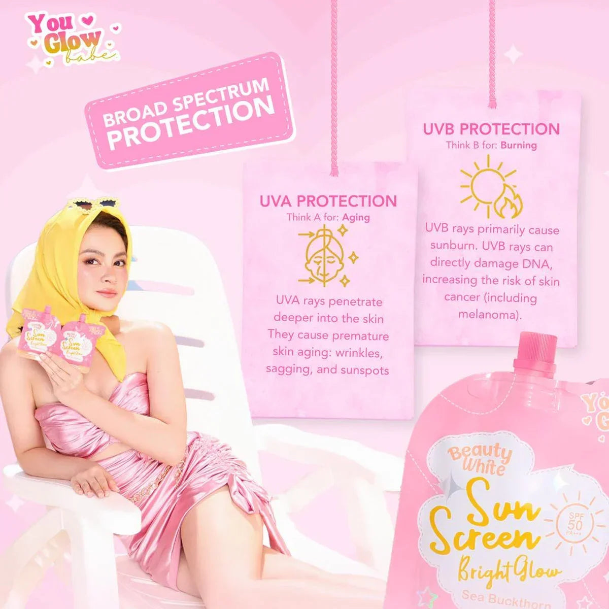 You Glow Babe Beauty White Sunscreen SPF50 PA+++ - 25g You Glow Babe Beauty White Sunscreen SPF50 PA+++ - 25g