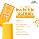 Luxe Organix Zero Shine Invisible Screen Daily Sun Stick SPF 100+ - 20g