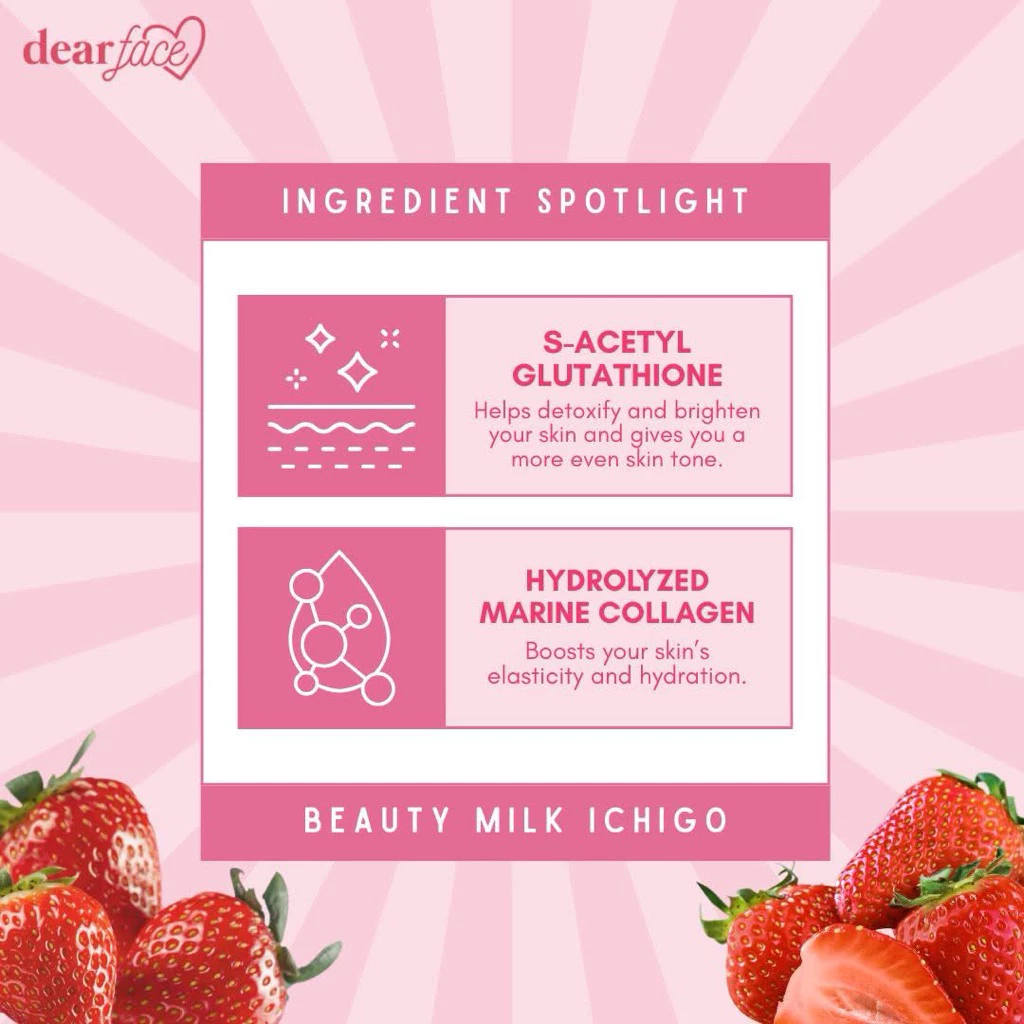 Dear Face Beauty Milk Premium Japanese Strawberry Drink - 180g Dear Face Beauty Milk Premium Japanese Strawberry Drink - 180g