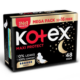 Kotex Maxi Protect Overnight Sanitary Pads With Wings - 48s