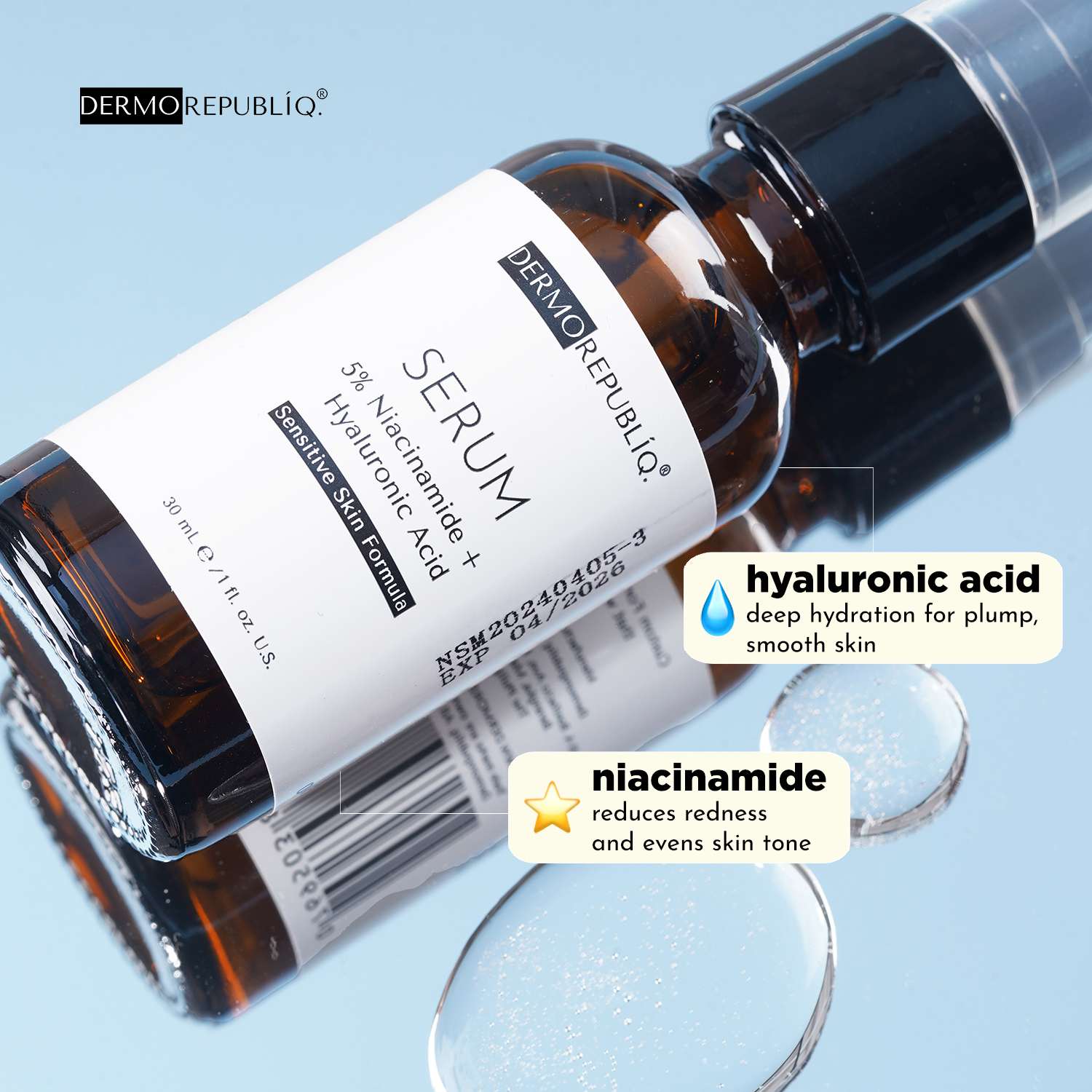 Dermorepubliq 5% Niacinamide + HA Sensitive Skin Formula Serum - 30ml Dermorepubliq 5% Niacinamide + HA Sensitive Skin Formula Serum - 30ml