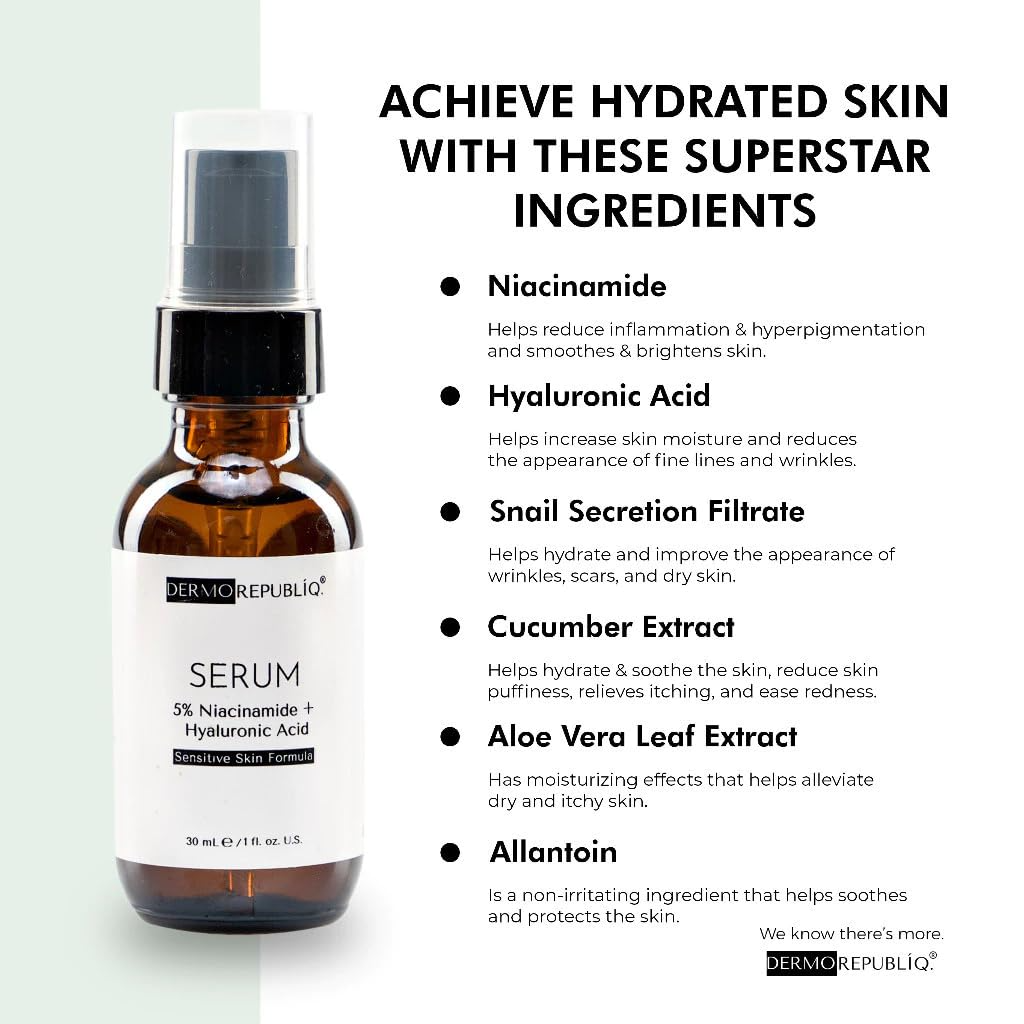 Dermorepubliq 5% Niacinamide + HA Sensitive Skin Formula Serum - 30ml Dermorepubliq 5% Niacinamide + HA Sensitive Skin Formula Serum - 30ml