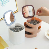 Portable Rotating Jewelry Organizer Box With Mirror