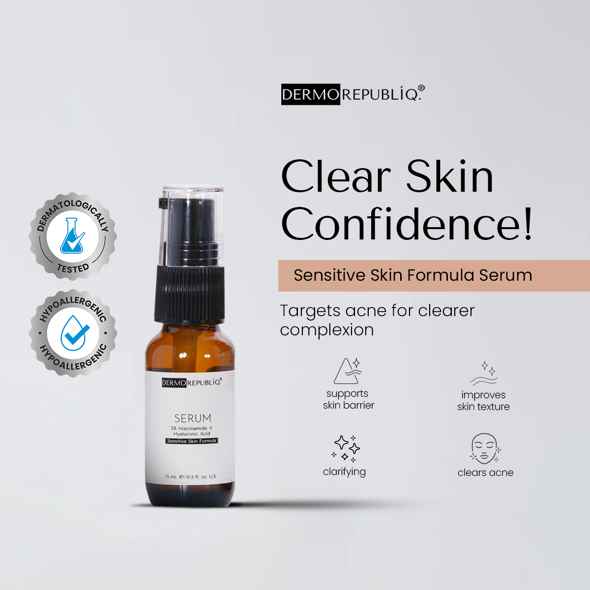 Dermorepubliq 5% Niacinamide + HA Sensitive Skin Formula Serum - 30ml Dermorepubliq 5% Niacinamide + HA Sensitive Skin Formula Serum - 30ml