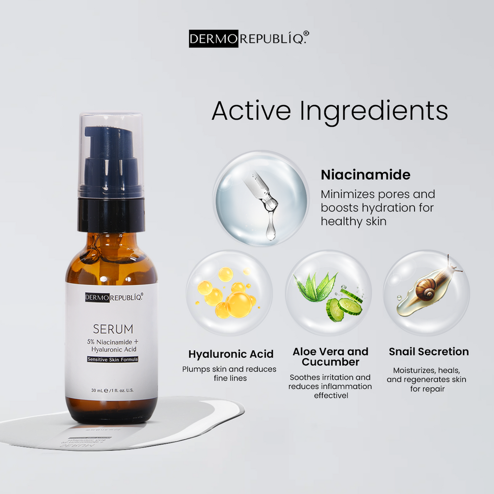 Dermorepubliq 5% Niacinamide + HA Sensitive Skin Formula Serum - 30ml Dermorepubliq 5% Niacinamide + HA Sensitive Skin Formula Serum - 30ml