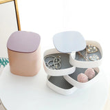 Portable Rotating Jewelry Organizer Box With Mirror
