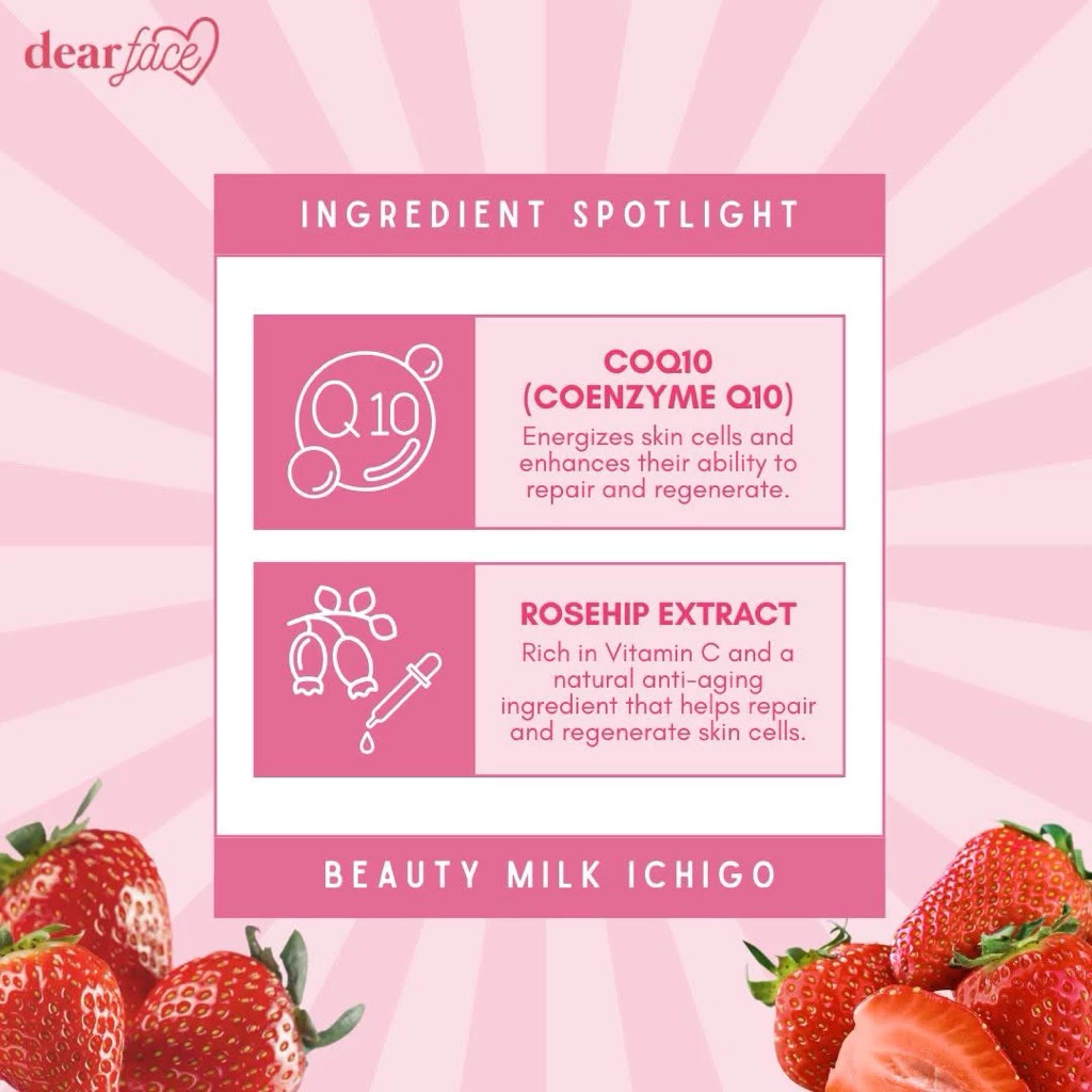 Dear Face Beauty Milk Premium Japanese Strawberry Drink - 180g Dear Face Beauty Milk Premium Japanese Strawberry Drink - 180g
