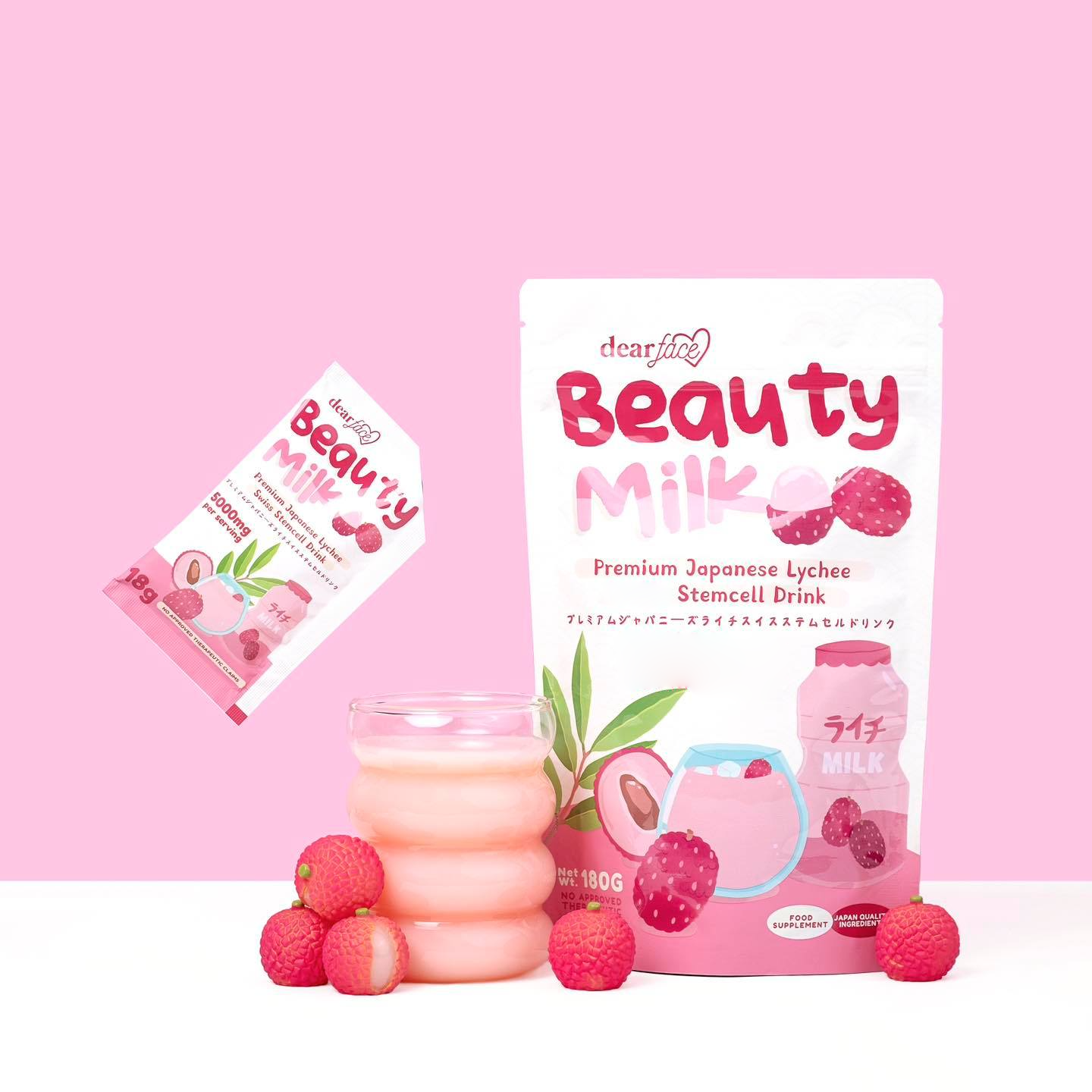 Dear Face Beauty Milk Premium Japanese Lychee Stemcell Drink - 180g Dear Face Beauty Milk Premium Japanese Lychee Stemcell Drink - 180g