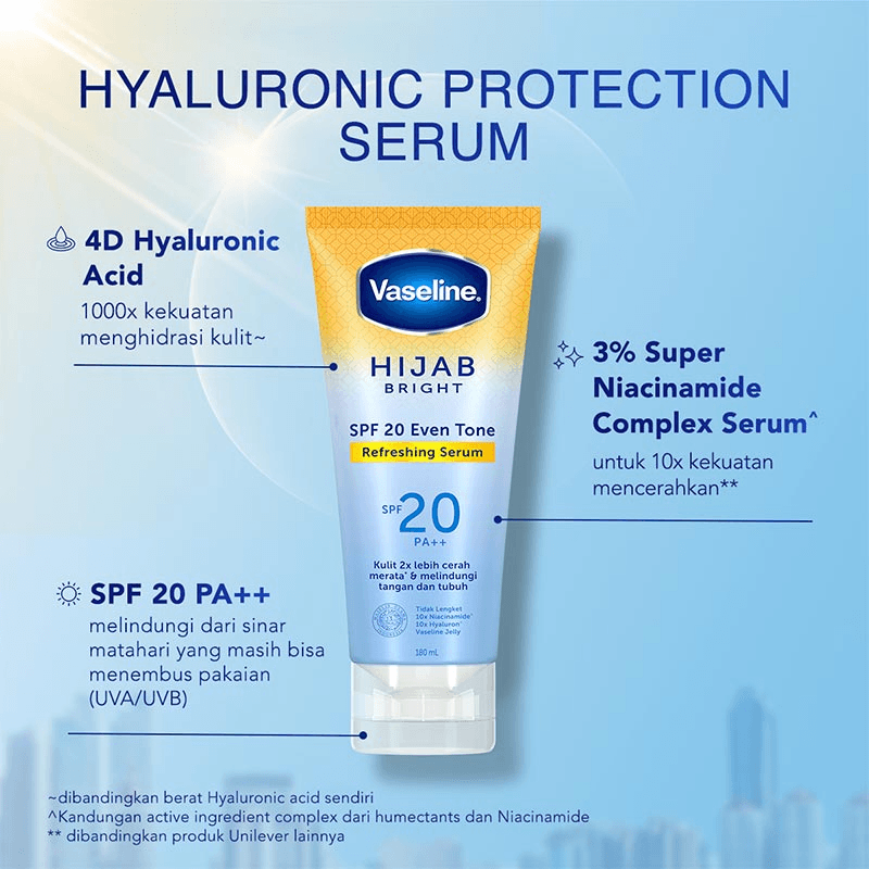 Vaseline Hijab Bright SPF 20 Even Tone Refreshing Serum - 180ml Vaseline Hijab Bright SPF 20 Even Tone Refreshing Serum - 180ml
