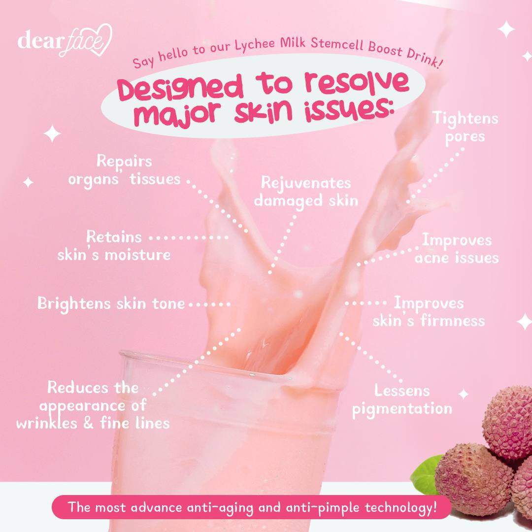 Dear Face Beauty Milk Premium Japanese Lychee Stemcell Drink - 180g Dear Face Beauty Milk Premium Japanese Lychee Stemcell Drink - 180g