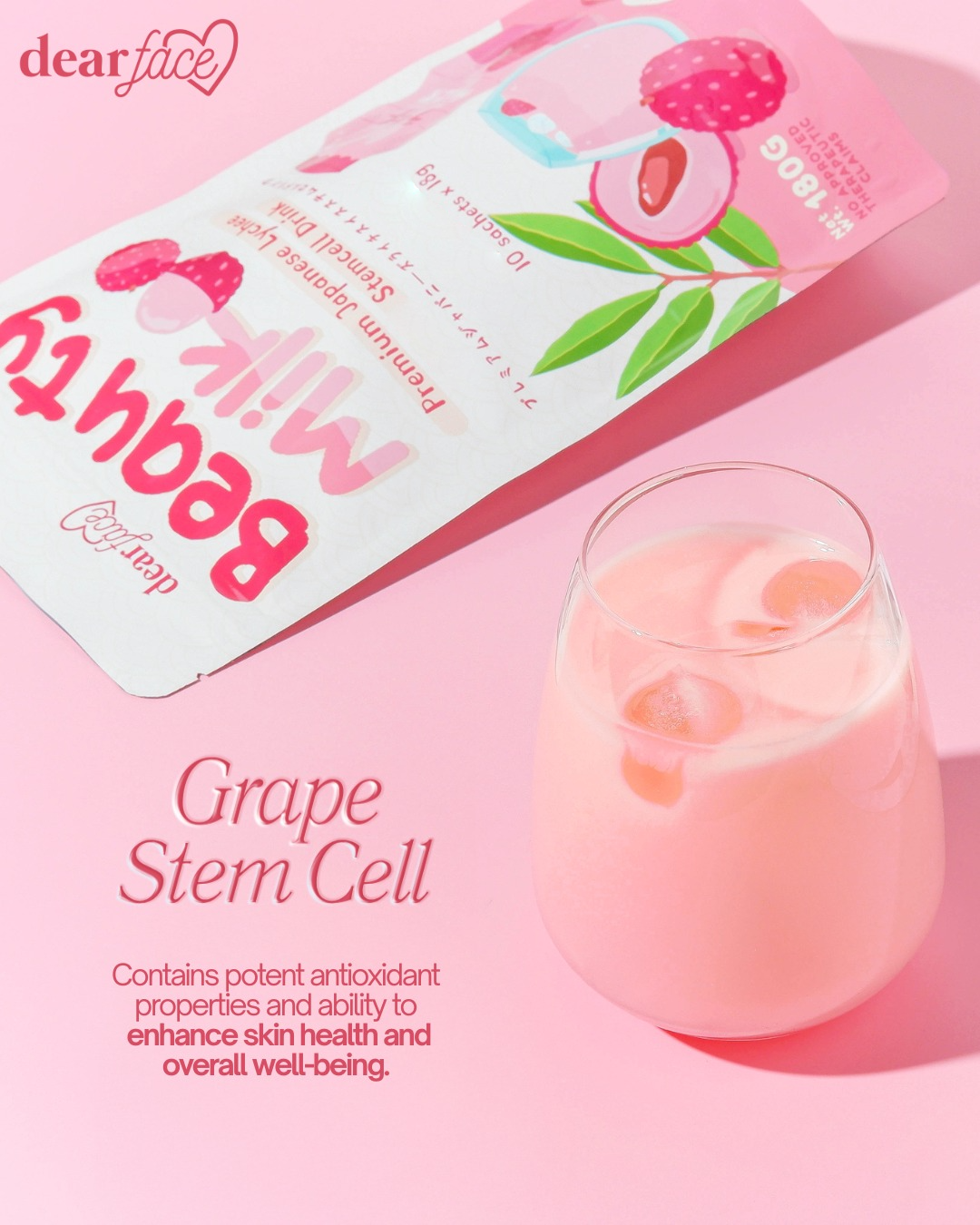 Dear Face Beauty Milk Premium Japanese Lychee Stemcell Drink - 180g Dear Face Beauty Milk Premium Japanese Lychee Stemcell Drink - 180g