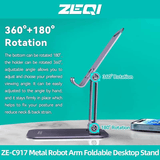 حامل سطح مكتب قابل للطي بذراع روبوت معدني من ZEQI ZE-C917