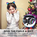 سماعة رأس لاسلكية بأذني قطة مع أضواء RGB متوهجة طراز STN-28