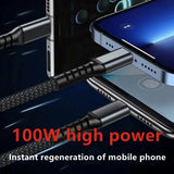 Transparent Chip 100W 3 In 1 Fast Charging Cable