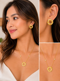 Women's Golden Halo Crystal Necklace & Earrings Jewelry Set - FJ248