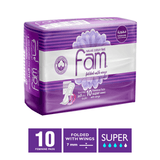 Fam Natural Cotton Feel Maxi Thick Folded With Wings Super Sanitary Pads 10 Pcs