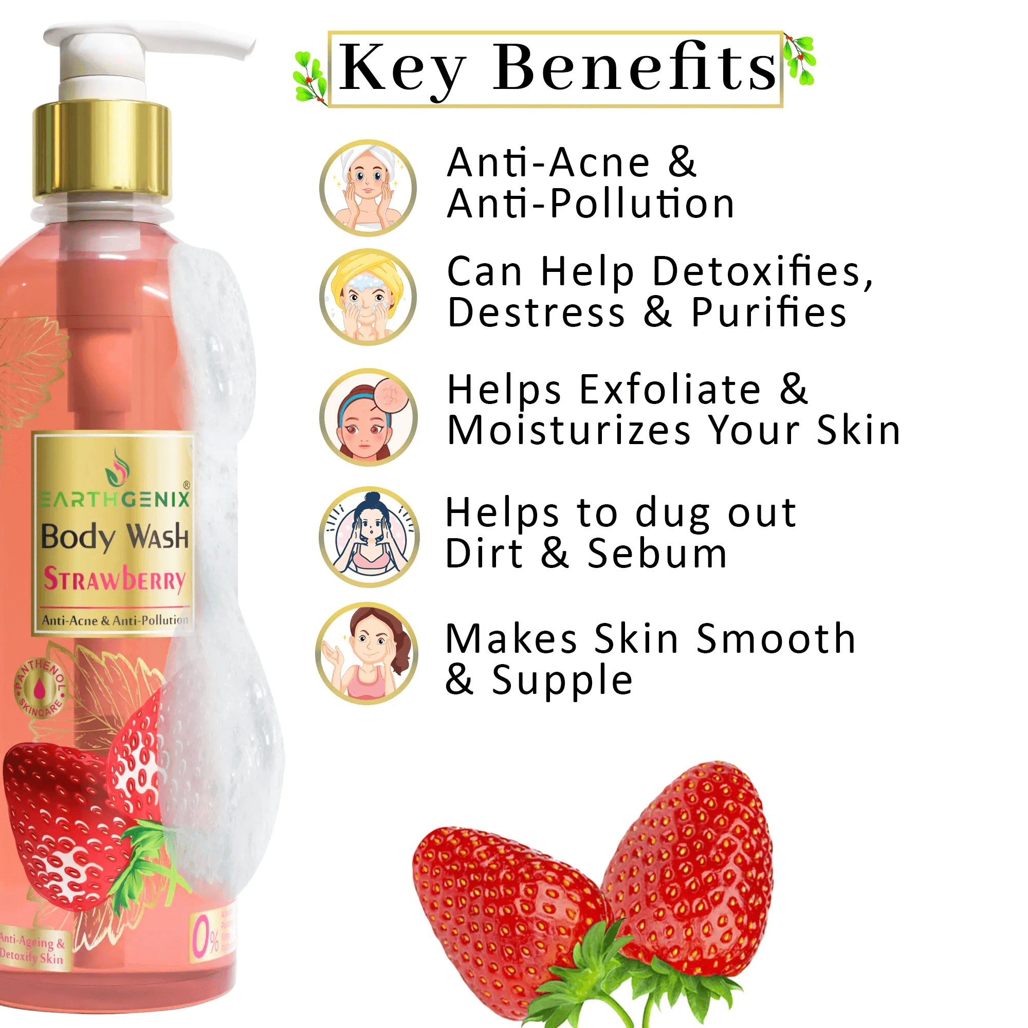 Earth Genix Body Wash Strawberry - 300ml - Pinoyhyper Earth Genix Body Wash Strawberry - 300ml - Pinoyhyper