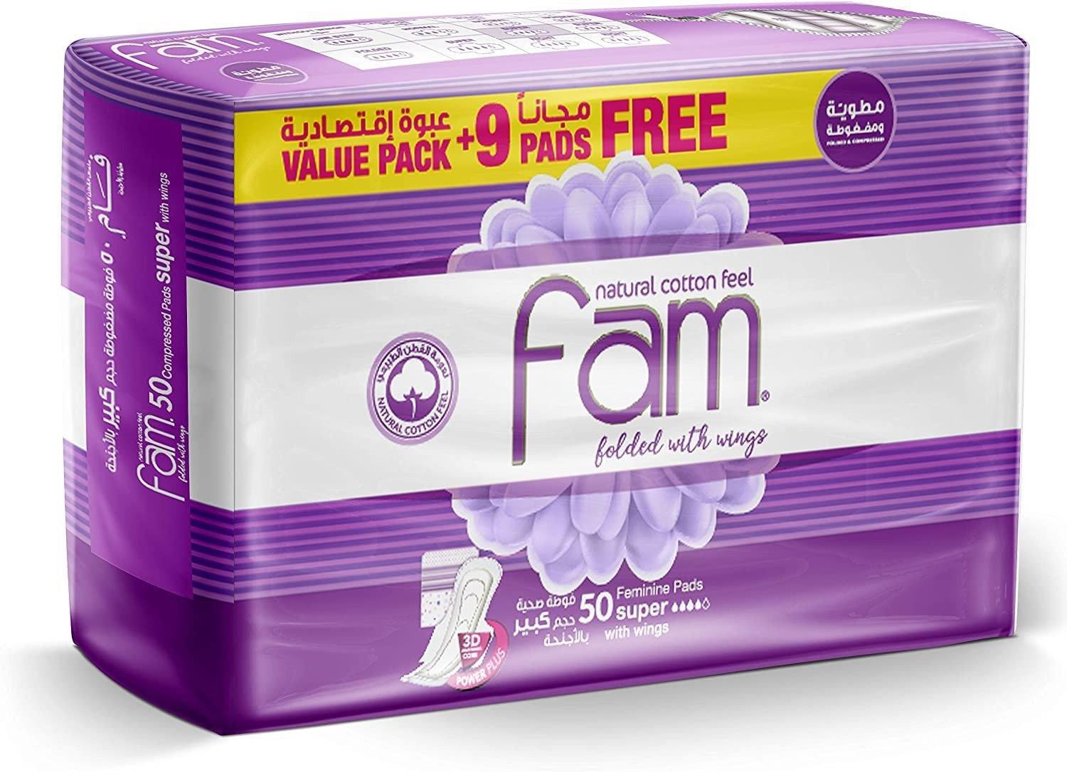 Fam Sanitary Pads Super With Wing 41+9 Pads - Pinoyhyper