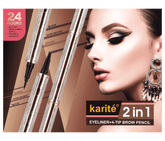 Karite 2 in 1 Black Eyeliner with 4-Tip Brown Eyebrow Pen Pencil - Pinoyhyper