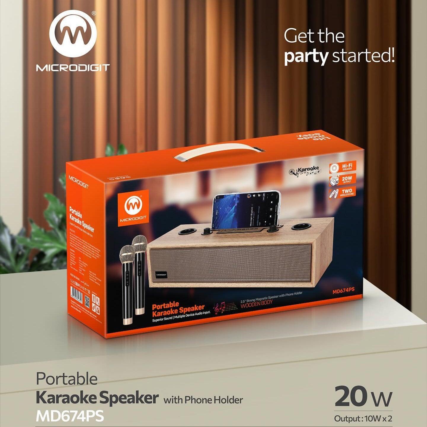Microdigit Double Mic Karaoke Portable BT Speaker With Microphone - MD674PS - Pinoyhyper Microdigit Double Mic Karaoke Portable BT Speaker With Microphone - MD674PS - Pinoyhyper