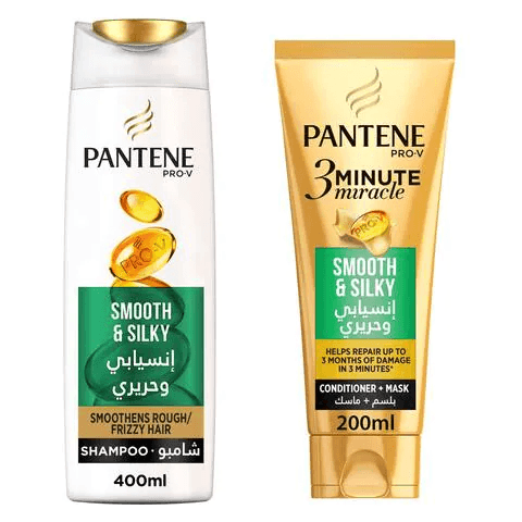 Pantene Shampoo Pro-V Smooth & Silky 400ml + 3 Minute Miracle Conditioner 200ml - Pinoyhyper Pantene Shampoo Pro-V Smooth & Silky 400ml + 3 Minute Miracle Conditioner 200ml - Pinoyhyper