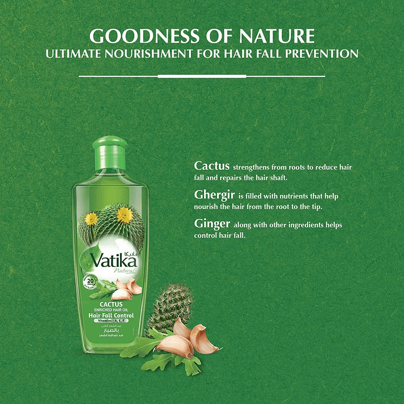 Vatika Naturals Cactus Enriched Hair Oil With Vitamin A, E, F - 300ml - Pinoyhyper Vatika Naturals Cactus Enriched Hair Oil With Vitamin A, E, F - 300ml - Pinoyhyper