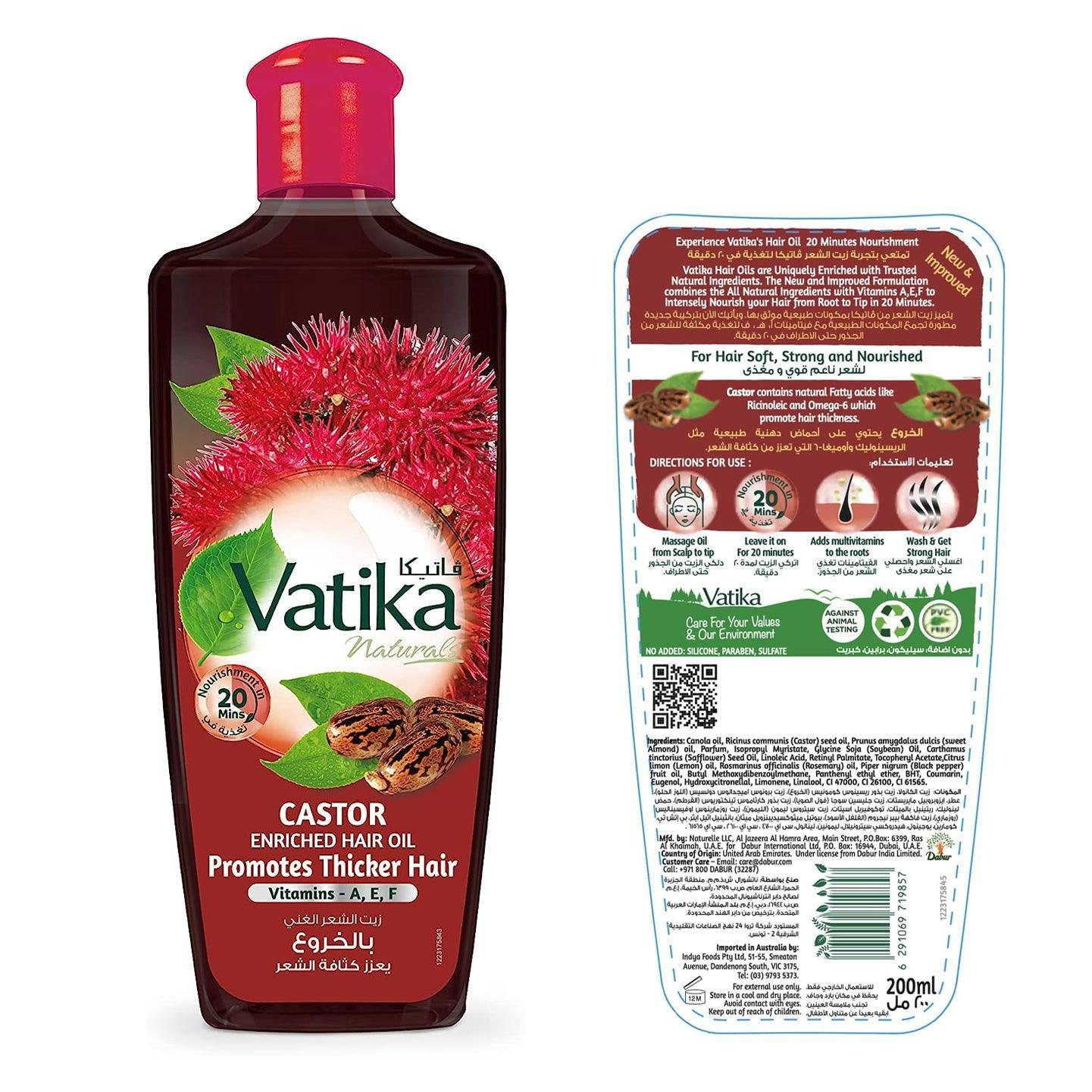 Vatika Naturals Castor Enriched Hair Oil - 200ml - Pinoyhyper Vatika Naturals Castor Enriched Hair Oil - 200ml - Pinoyhyper